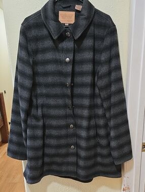 Powder River Women's Black & Gray Striped Button Coat